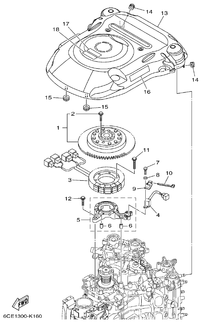 Yamaha F225FET, FL225FET GENERATOR parts diagram
